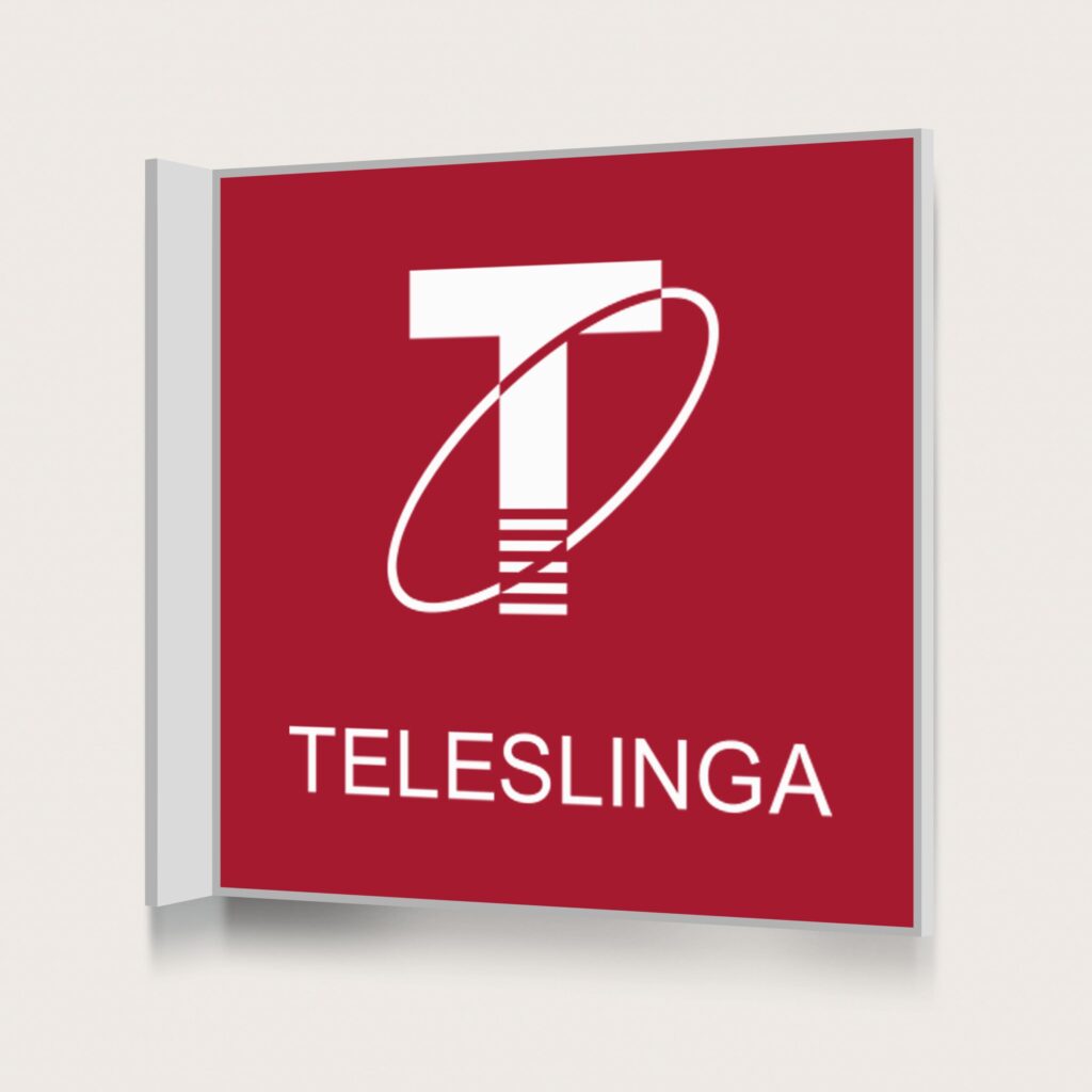 Flaggskylt Teleslinga Röd 150 x 150 mm