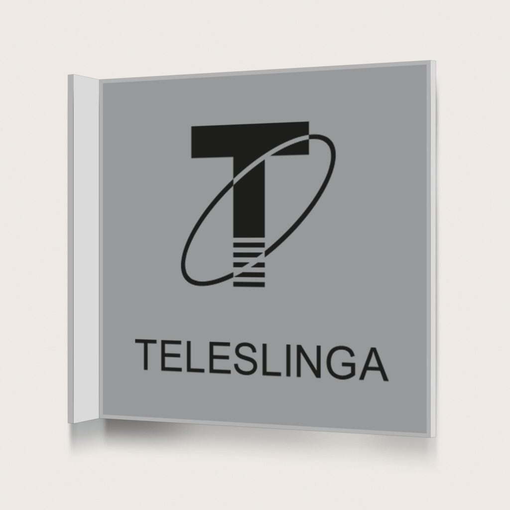 Flaggskylt Teleslinga Silver 150 x 150 mm