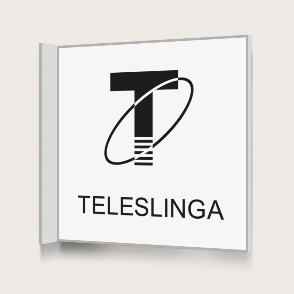Flaggskylt Teleslinga Vit 150 x 150 mm