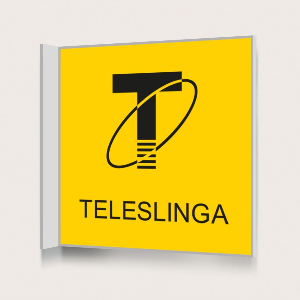 Flaggskylt Teleslinga Gul 150 x 150 mm