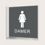 Flaggskylt Toalett Damer Charcoal 150 x 150 mm