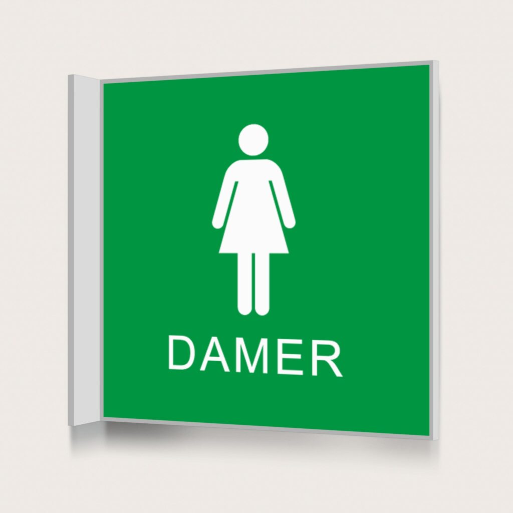 Flaggskylt Toalett Damer Grön 150 x 150 mm