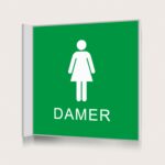 Flaggskylt Toalett Damer Grön 150 x 150 mm