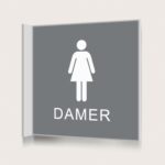 Flaggskylt Toalett Damer Grå 150 x 150 mm
