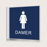 Flaggskylt Toalett Damer Mörkblå 150 x 150 mm
