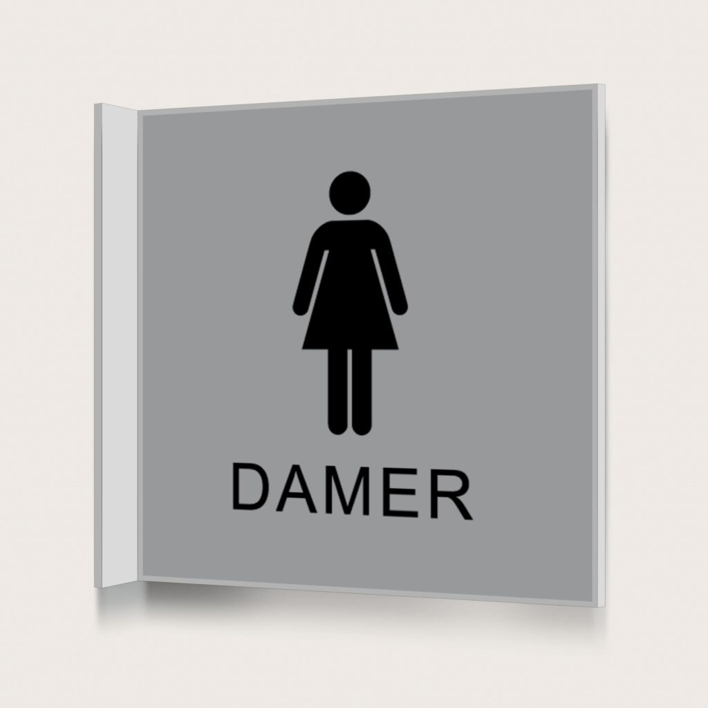 Flaggskylt Toalett Damer Silver 150 x 150 mm