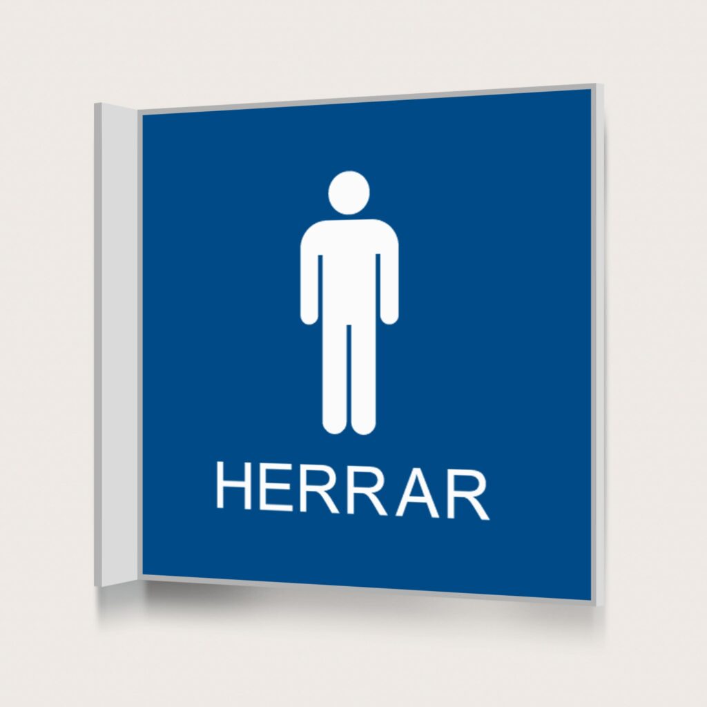 Flaggskylt Toalett Herrar Blå 150 x 150 mm