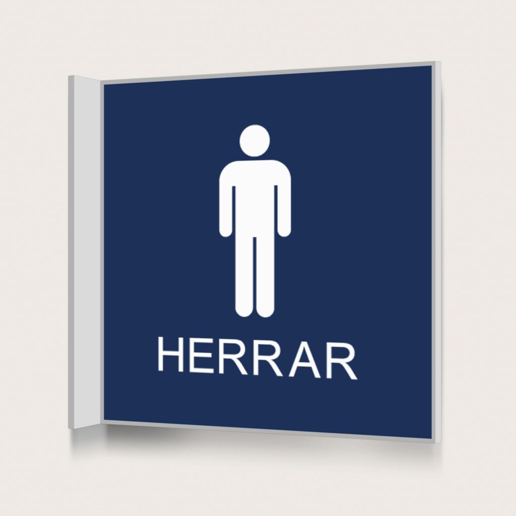 Flaggskylt Toalett Herrar Mörkblå 150 x 150 mm