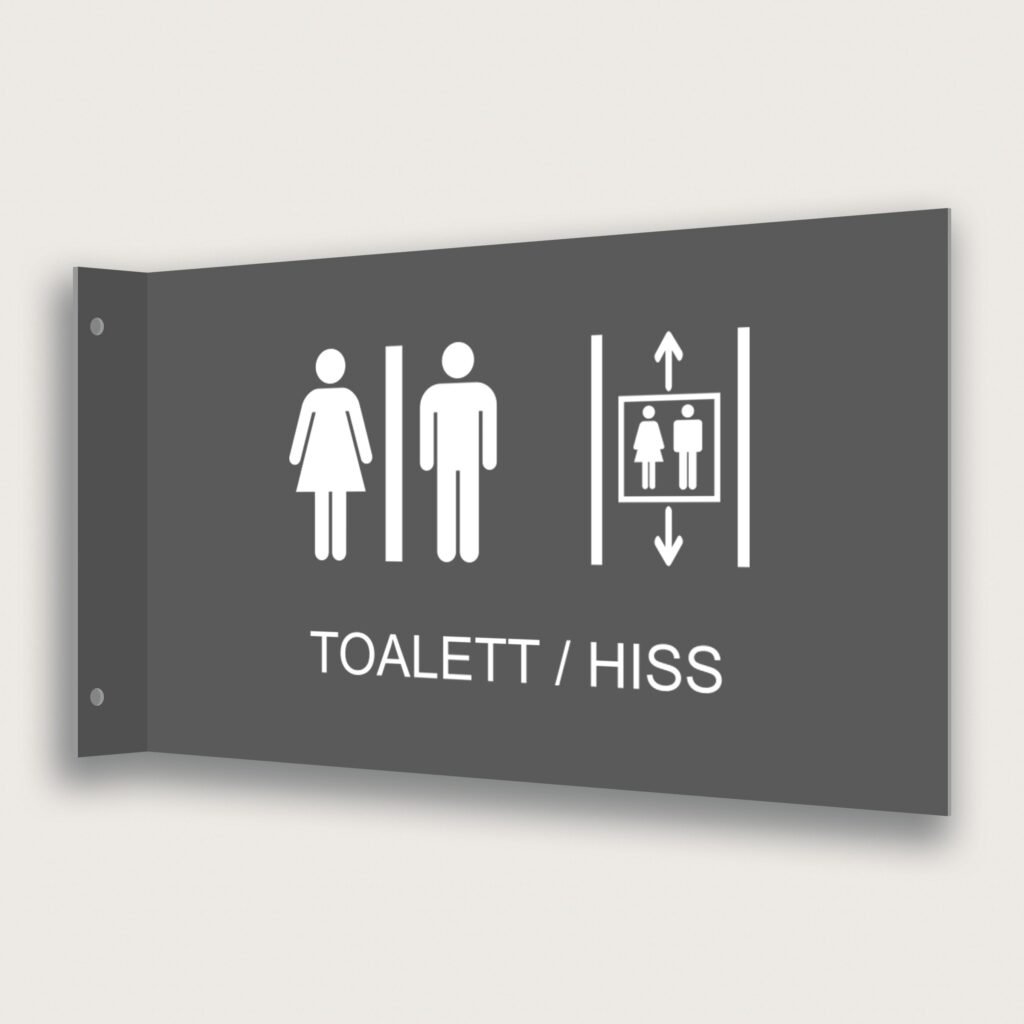 Flaggskylt Toalett/Hiss Grå 295 x 180