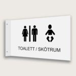 Flaggskylt Toalett/Skötrum Vit 295 x 180 mm