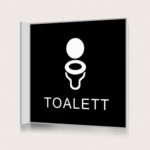 Flaggskylt Toalett Unisex Svart 150 x 150 mm