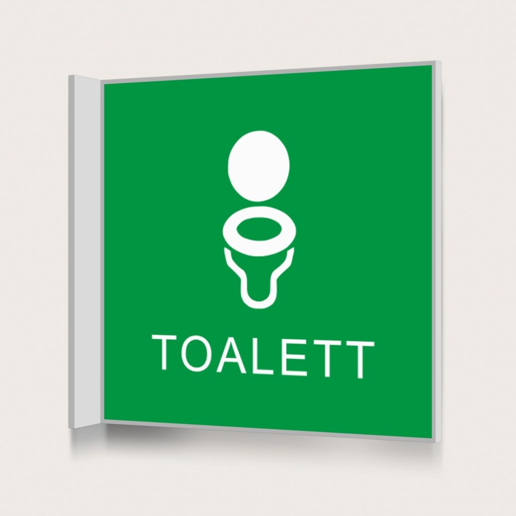 Flaggskylt Toalett Unisex Grön 50 x 150 mm
