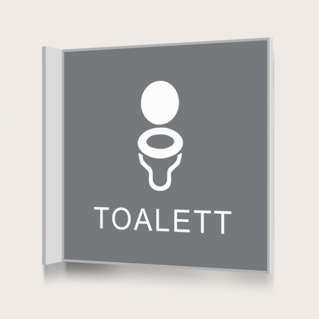 Flaggskylt Toalett Unisex Grå 150 x 150 mm