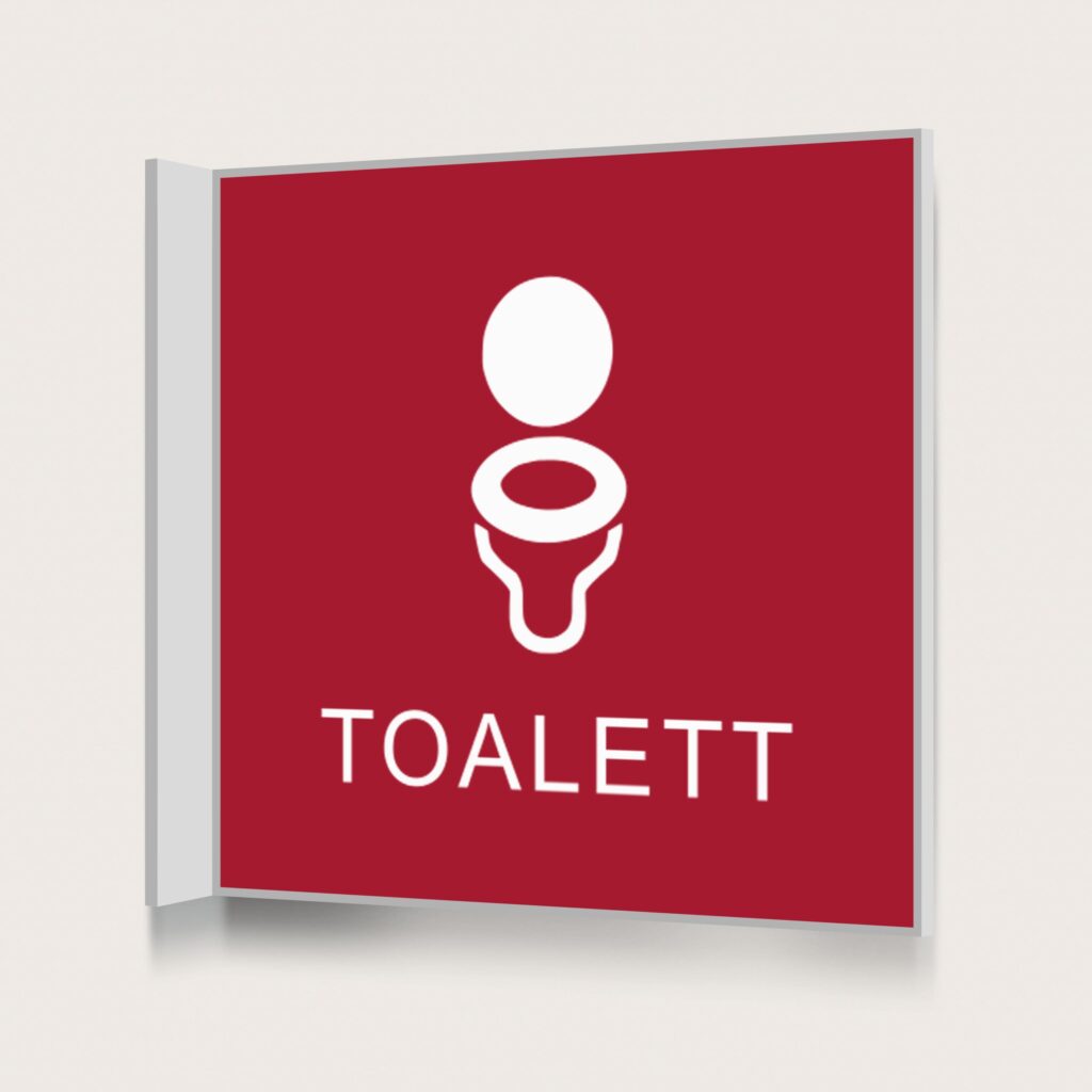Flaggskylt Toalett Unisex Röd 150 x 150 mm