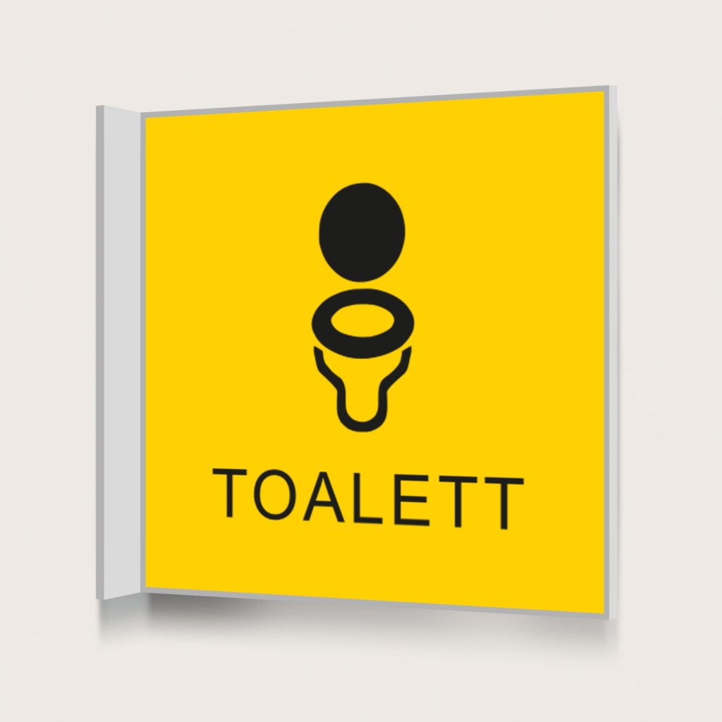 Flaggskylt Toalett Unisex Gul 150 x 150 mm