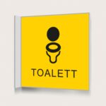Flaggskylt Toalett Unisex Gul 150 x 150 mm
