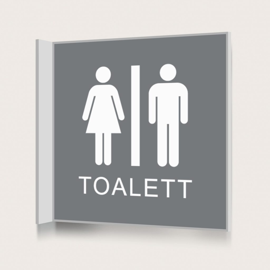 Flaggskylt Toalett Grå 150 x 150 mm
