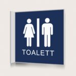 Flaggskylt Toalett Mörkblå 150 x 150 mm