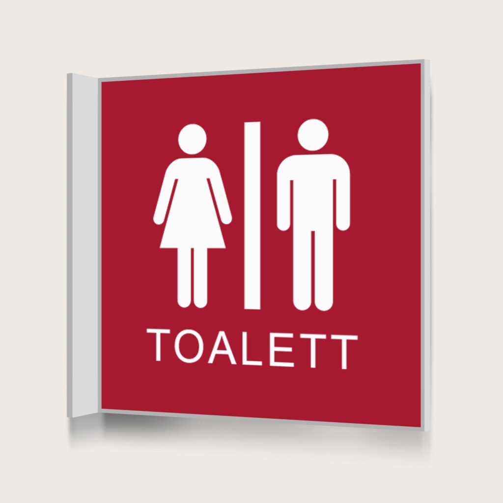 Flaggskylt Röd Toalett 150 x 150 mm