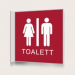 Flaggskylt Röd Toalett 150 x 150 mm
