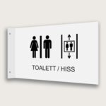 Flaggskylt Toalett/Hiss Vit 295 x 180 mm
