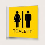 Flaggskylt Toalett Gul 150 x 150 mm