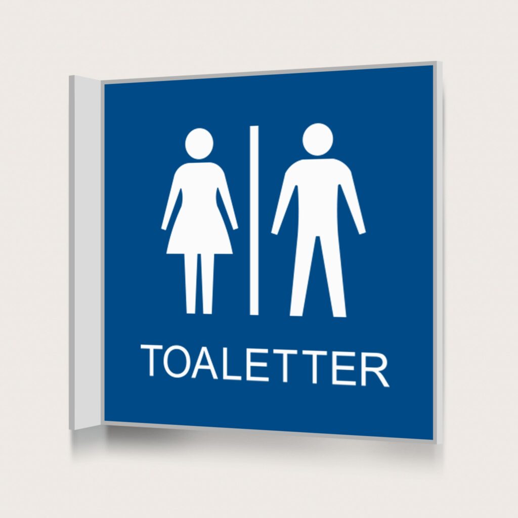 Flaggskylt Toaletter Blå 150 x 150 mm