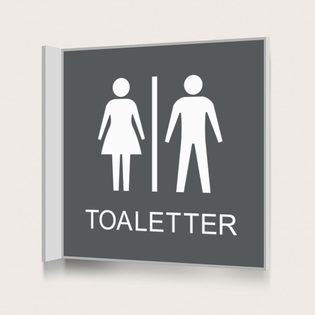 Flaggskylt Toaletter Charcoal 150 x 150 mm