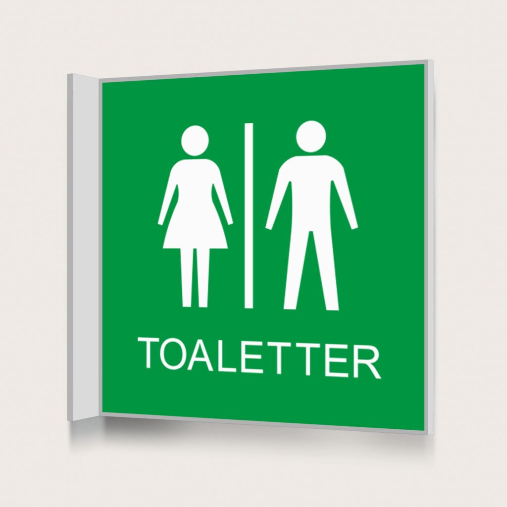 Flaggskylt Toaletter Grön 150 x 150 mm
