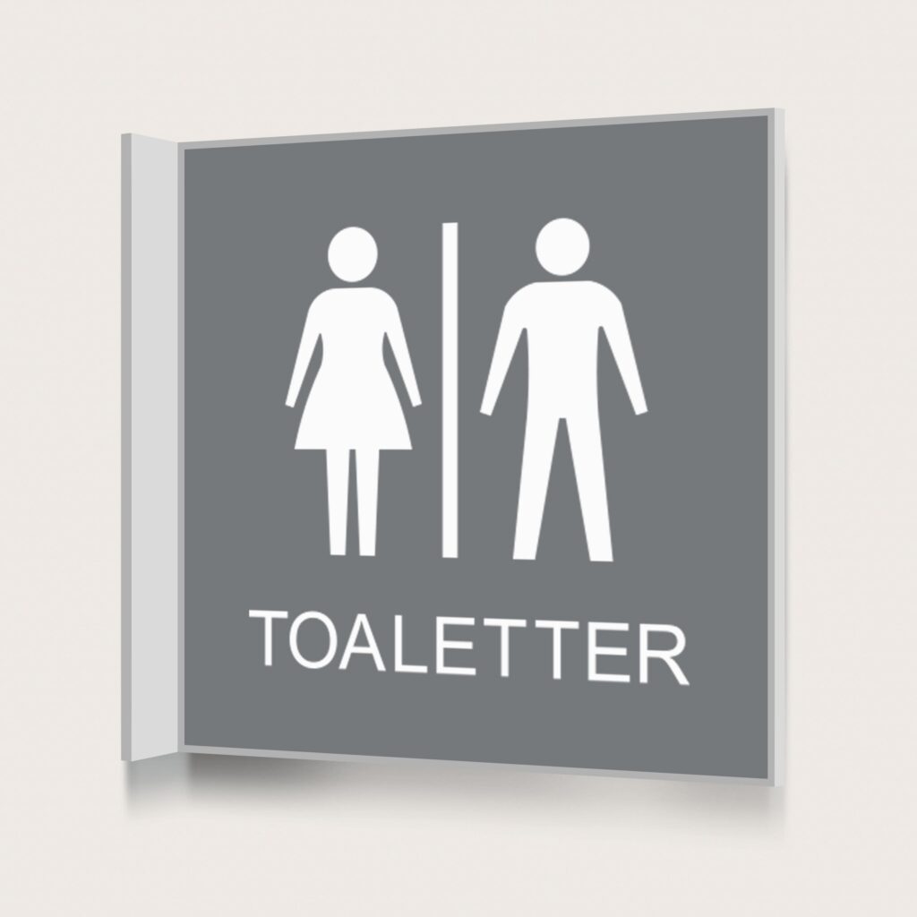 Flaggskylt Toaletter Grå 150 x 150 mm