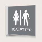 Flaggskylt Toaletter Grå 150 x 150 mm