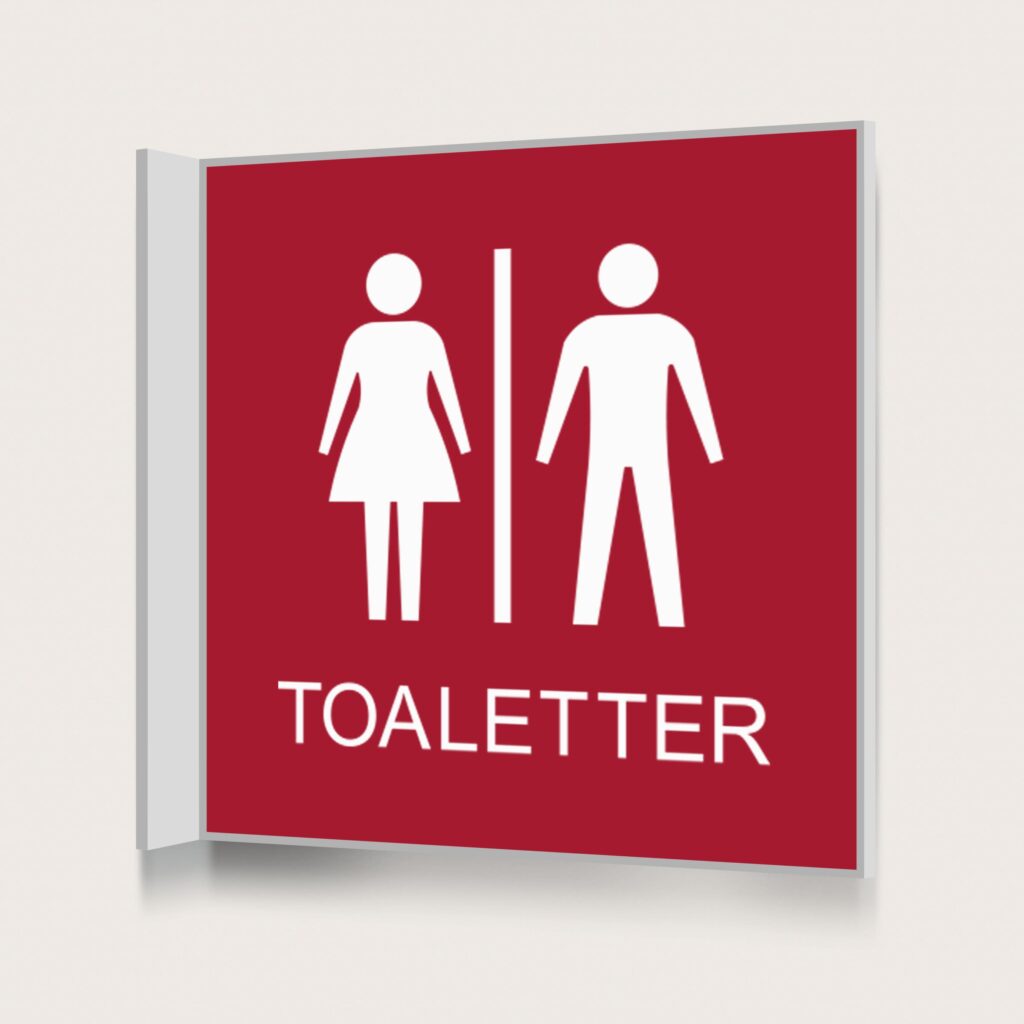 Flaggskylt Toaletter Röd 150 x 150 mm