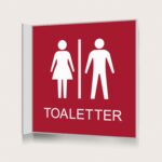 Flaggskylt Toaletter Röd 150 x 150 mm