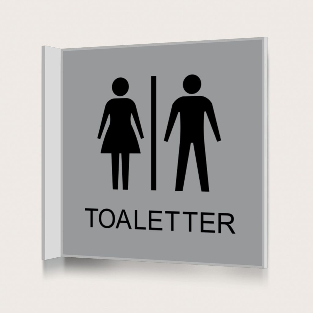 Flaggskylt Toaletter Silver 150 x 150 mm