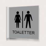 Flaggskylt Toaletter Silver 150 x 150 mm