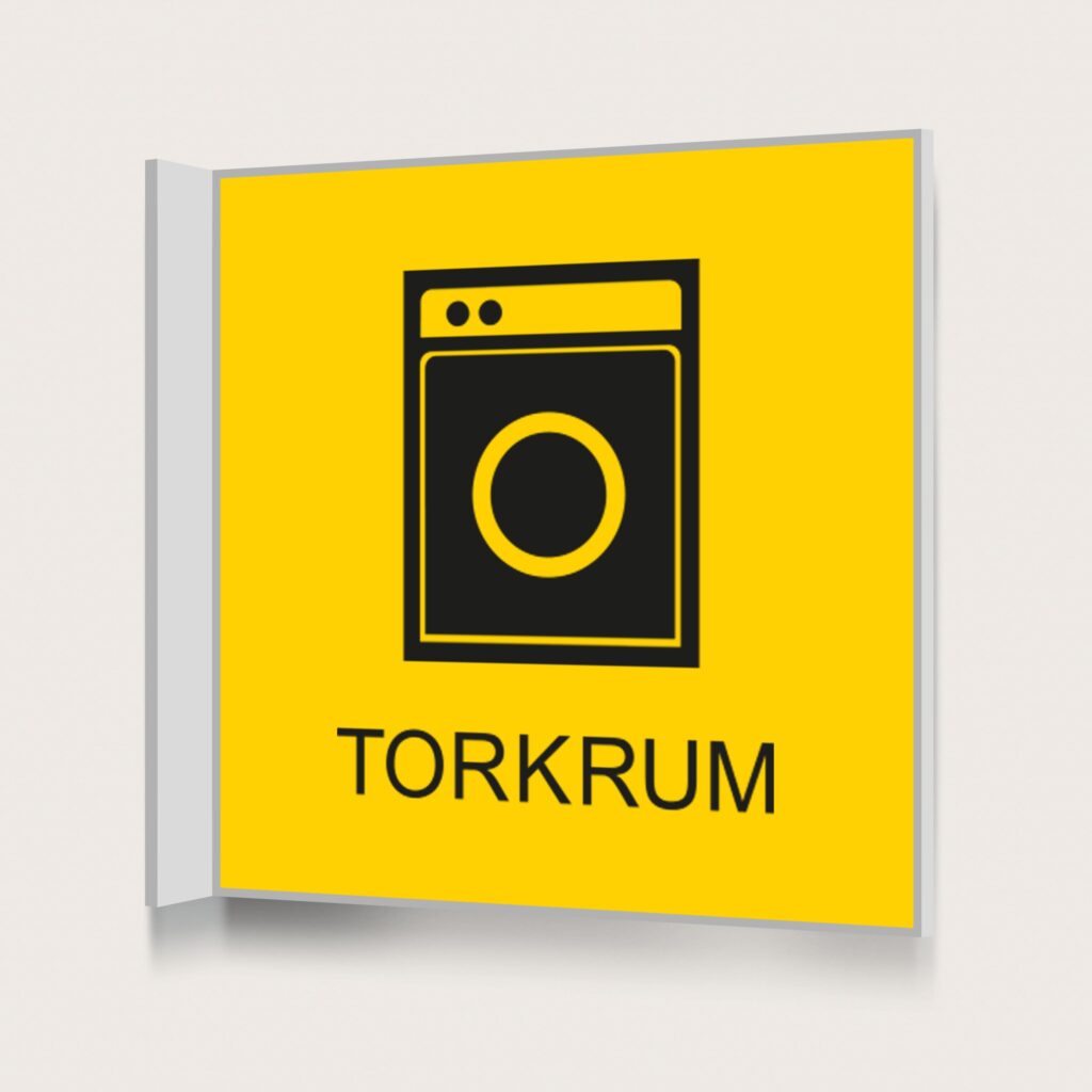 Flaggskylt Torkrum Gul 150 x 150 mm