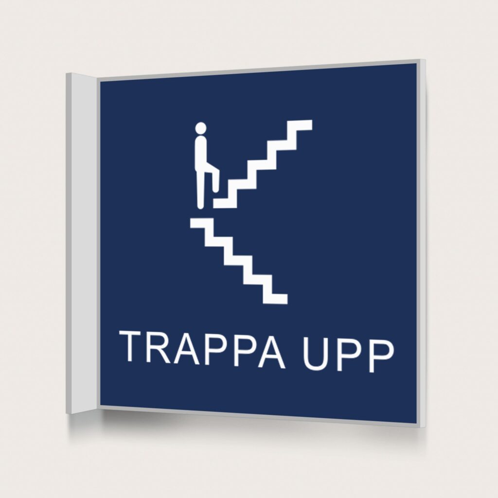 Flaggskylt Trappa Upp Mörkblå 150 x 150 mm