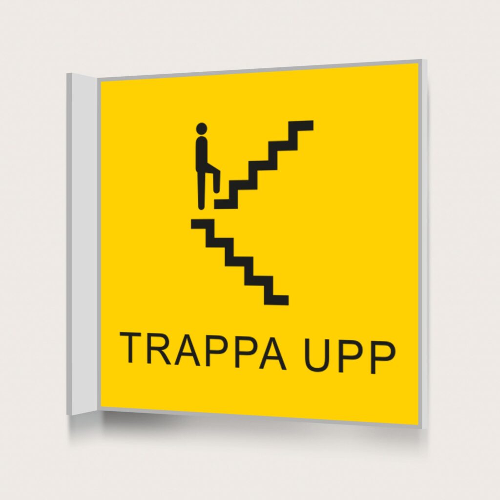 Flaggskylt Trappa Upp Gul 150 x 150 mm