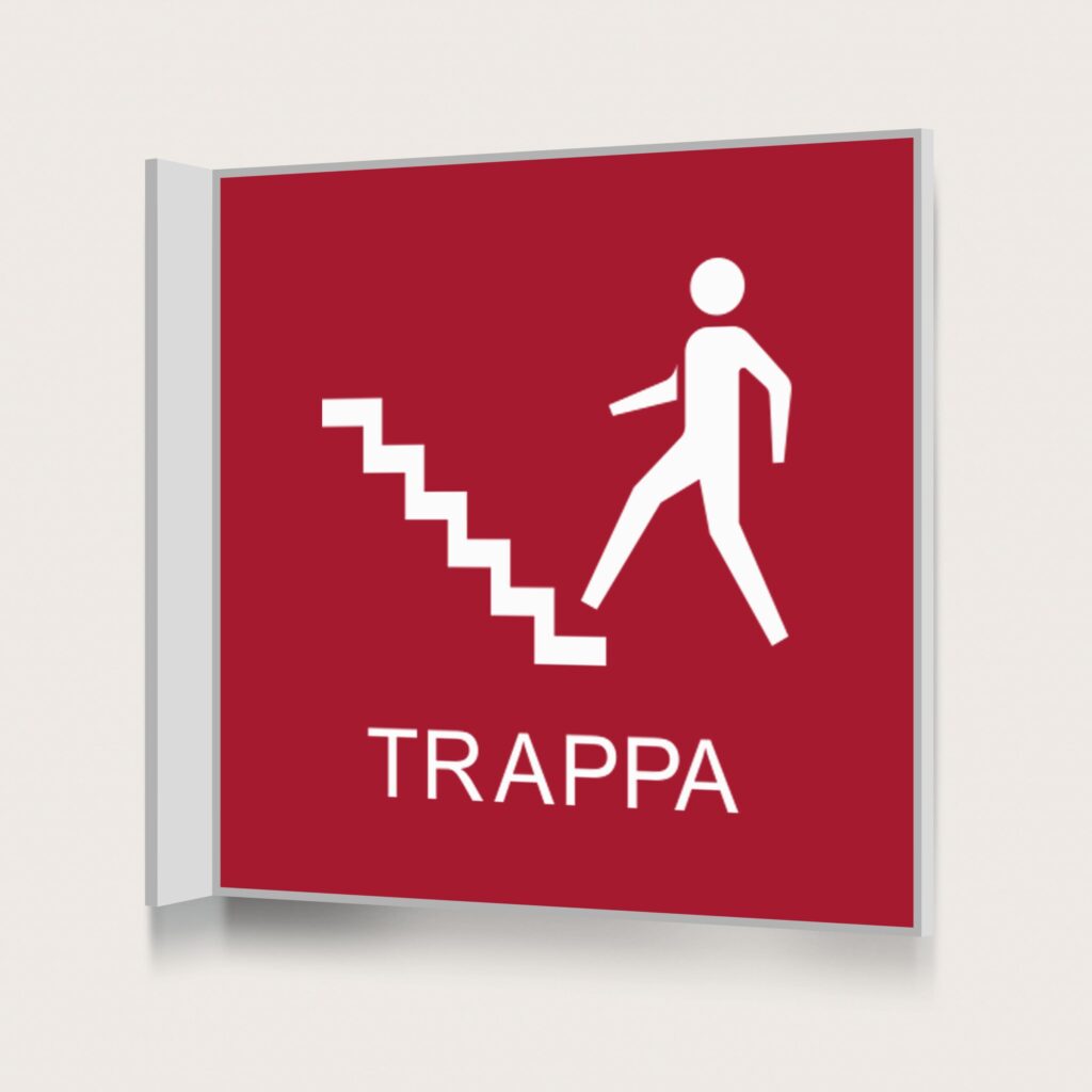 Flaggskylt Trappa Röd 150 x 150 mm