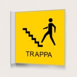 Flaggskylt Trappa Gul 150 x 150 mm