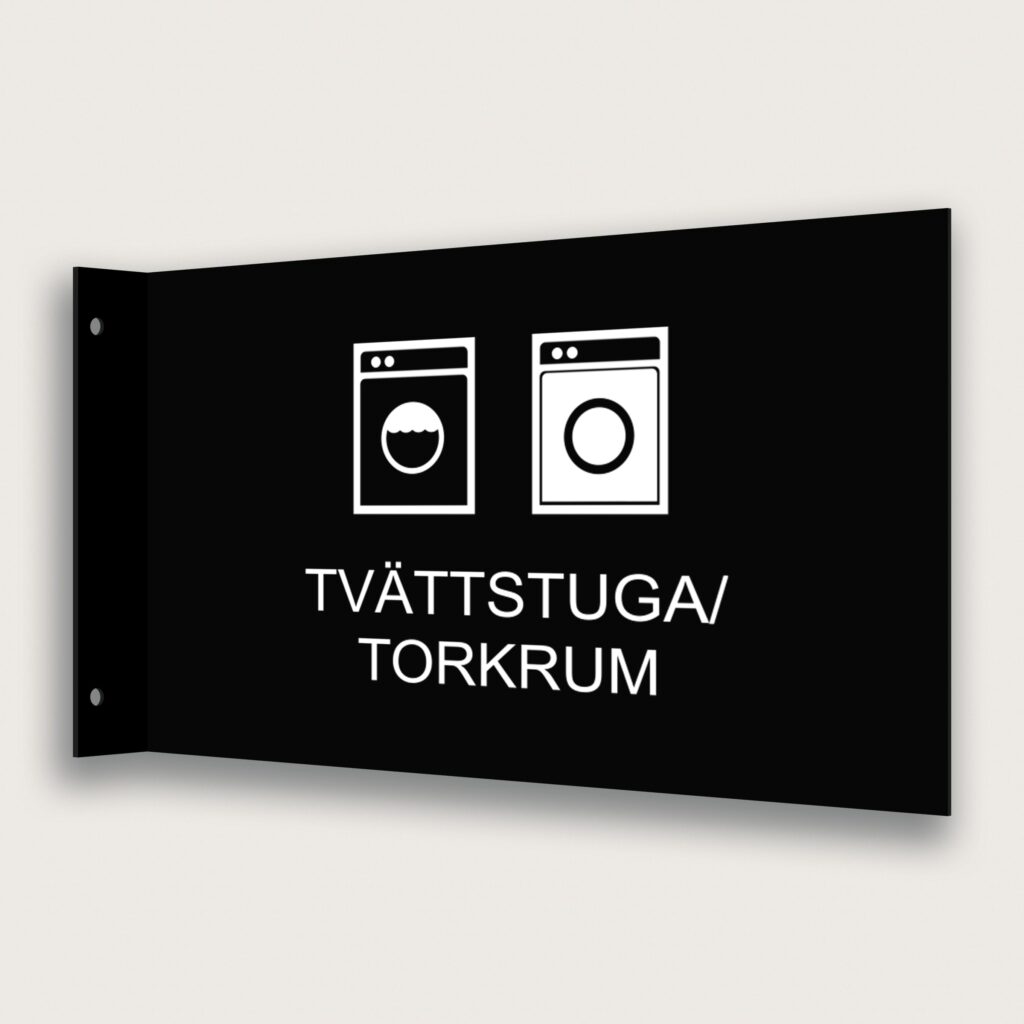 Flaggskyt Tvättstuga / Torkrum Svart 295 x 180 mm