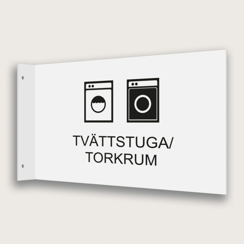 Flaggskyt Tvättstuga / Torkrum vit 295 x 180 mm