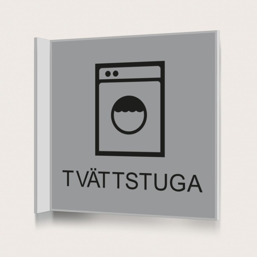 Flaggskylt Tvättstuga Silver 150 x 150 mm