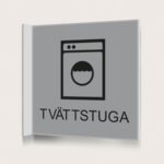 Flaggskylt Tvättstuga Silver 150 x 150 mm