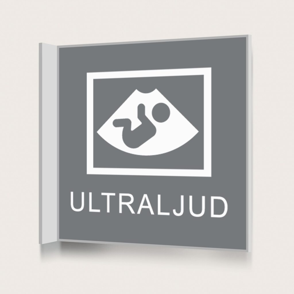Flaggskylt Ultraljud Grå 150 x 150 mm
