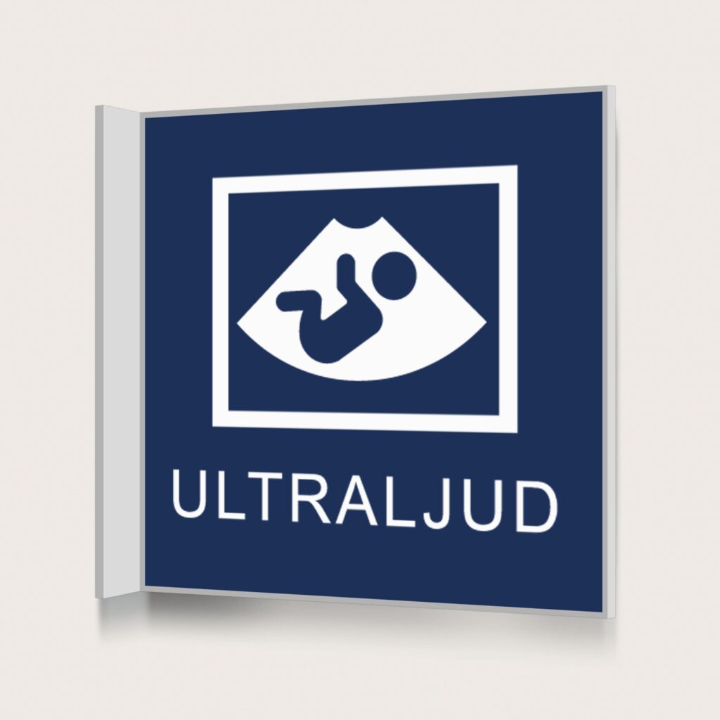 Flaggskylt Ultraljud Mörkblå 150 x 150 mm