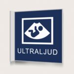Flaggskylt Ultraljud Mörkblå 150 x 150 mm