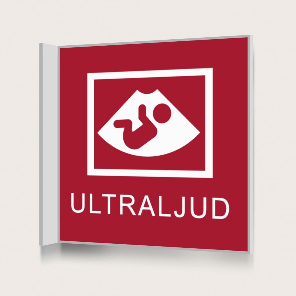 Flaggskylt Ultraljud Röd 150 x 150 mm