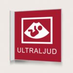 Flaggskylt Ultraljud Röd 150 x 150 mm