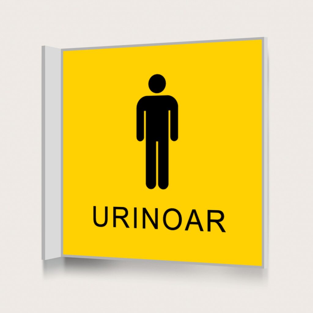 Flaggskylt Urinoar Gul 150 x 150 mm